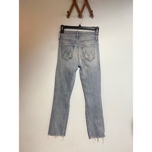 MOTHER Denim - Mother Rascal Ankle Snippet Blast From Past Striaght Mid Distress Light Wash 23